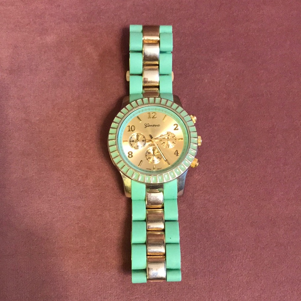 Geneva Seafoam and Gold Watch
